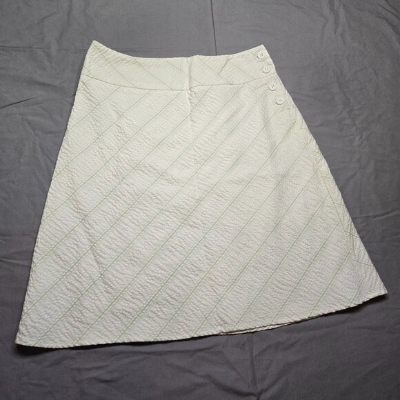 Ann Taylor Factory Women's A Line Cotton Skirt, Cream, Lime, Yellow Size 8 - Picture 1 of 8